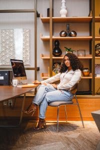 black woman planning and working